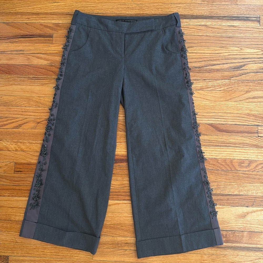 ROBERT RODRIGUEZ GREY WIDE LEG PANTS W/BEADED SIDE DETAIL
